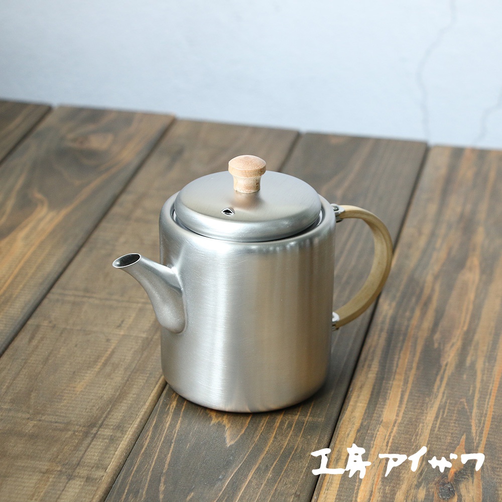 AIZAWA相澤工房-不鏽鋼霧面直筒茶壺-400ml(側邊把手)｜鈴木太太