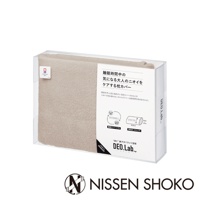 DEO.Lab. 淨味消臭今治毛巾枕套，淺褐色，材質為柔軟毛巾布，觸感舒適，可雙面使用，具有彈性，尺寸約 70 x 45 公分。