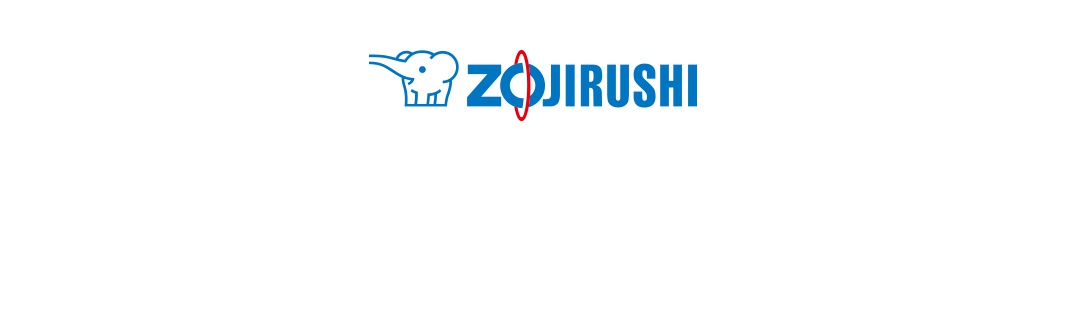 象印牌（ZOJIRUSHI）藍色象頭商標搭配紅色圓圈圍繞的「ZOJIRUSHI」字樣。