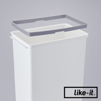 白色高版垃圾桶，附有灰色蓋框，產品右下角有 like-it 品牌標誌。