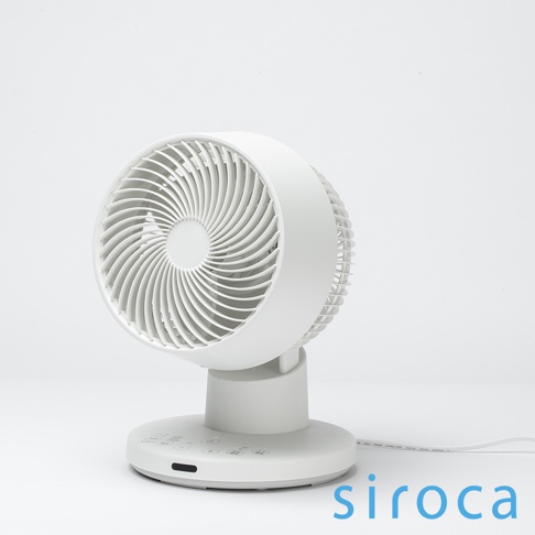 白色 SF-A1610 3D 氣流循環扇，配備圓形扇葉網罩和可調整角度的底座，底座上有觸控式按鈕和指示燈。