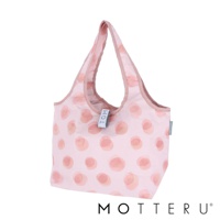 粉色水玉點點印花摺疊保冷托特袋，材質輕巧，帶有可立設計，適合日常攜帶。