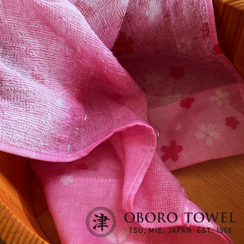 津OBORO 朧染和紋款待之心紗布毛巾，粉色，日本製造