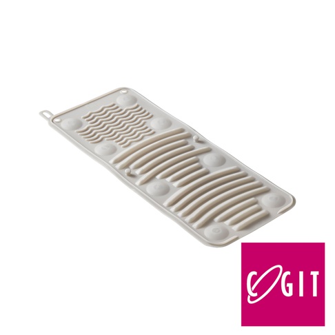 COGIT 多功能軟式洗衣板，米白色，帶有波浪紋和條狀凸起，方便洗衣。