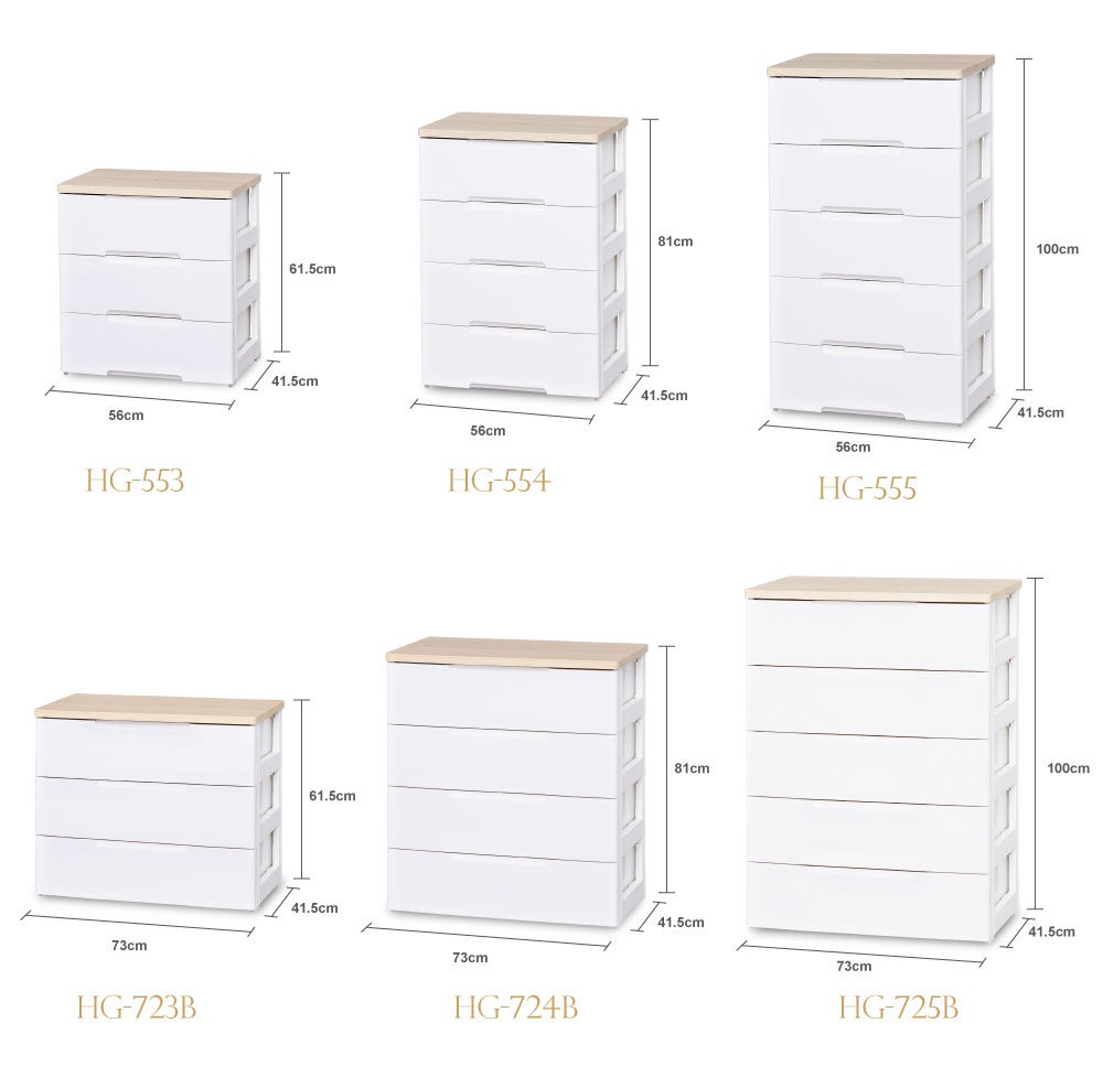 寬73公分四層白色木質天板收納櫃，帶有淺木紋頂部，側面有抽屜軌道標示。