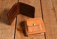 職人手作皮革外附零錢袋雙折短夾 (WS-7)