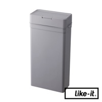 淺灰色塑膠製 25L 按壓式垃圾桶，帶有可密封的頂蓋和方形側面。