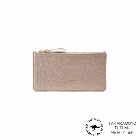 TAKABAMONO TUTUMU 義大利皮革長夾，採用觸感柔軟的荔枝紋皮革，搭配金色拉鍊，低調奢華。