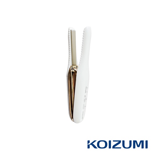 珍珠離子夾 KHS-G650，白色機身搭配金色夾板，機身側面有品牌名稱 KOIZUMI 及溫度顯示。