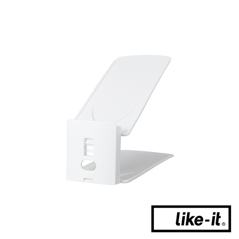 白色塑膠製三段可調節雙層收納鞋架，設計簡潔，可堆疊以節省空間，適合收納各式鞋款。