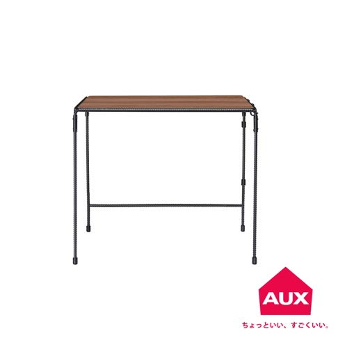 BOW 廚房工業風單層置物架，採用深棕色木紋桌面，搭配粗獷的黑色鐵藝支架，簡約而堅固，適合各種廚房或生活空間。