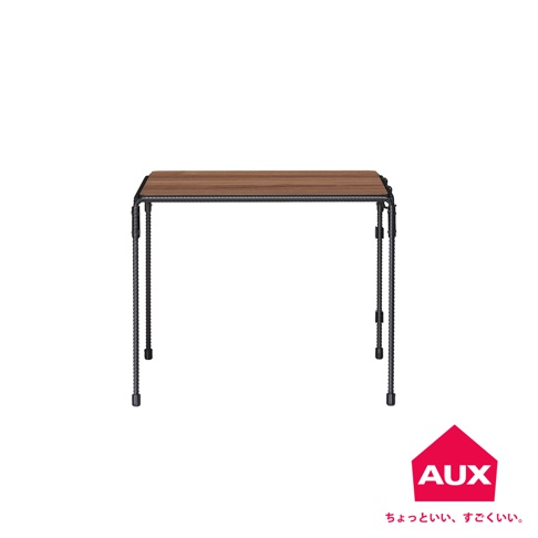 BOW 廚房工業風單層置物架，木紋桌面搭配黑色金屬支架，簡約設計。