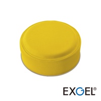 YUKA PUNI 墊高圓座墊，採用鮮黃色布質包裹，圓柱形設計，底部有灰色邊緣，提供穩固的支撐。