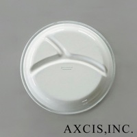 CAT&DOG 琺瑯分隔餐盤 (狗)，白色琺瑯材質，圓形盤面分為三個隔層，盤中印有品牌字樣。