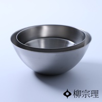 兩個堆疊的不鏽鋼調理盆，外層較大，內層較小，皆為銀色金屬光澤。