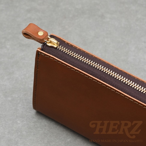 職人手作皮革Organ大容量拉鍊長夾，咖啡色皮革，金屬拉鍊，精緻車縫細節