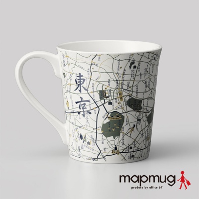 office67 mapmug手繪地圖馬克杯(東京都心地圖-漢字版)