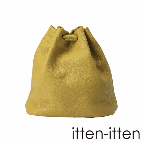 itten-itten 品牌黃色皮革束口水桶包