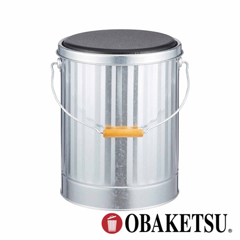 OBAKETSU 銀色手工製凳子儲物桶 M