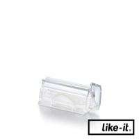 透明塑膠製手動轉轉擠牙膏夾，帶有可旋轉的機械結構，用於將牙膏管底端捲起以擠出牙膏。