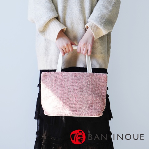 BAN INOUE 蚊帳棉裂織手提袋 淺粉色