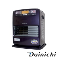 皇家紫 Dainichi 電子式煤油暖氣機，配備數位顯示螢幕、控制面板及出風口，機身由金屬和塑膠製成，底部有黑色底座，整體呈方塊狀。