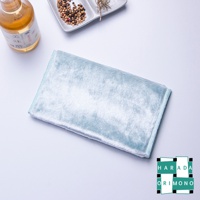 淺藍色絨面材質的廚房擦拭布，邊緣有淺藍色縫線，布料表面呈現細緻絨毛感。