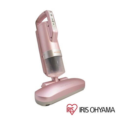 玫瑰金色無線手持吸塵器，配有透明集塵筒、銀色飾帶和顯示面板，以及扁平的吸頭，上面印有「CYCLONE STREAM」字樣。