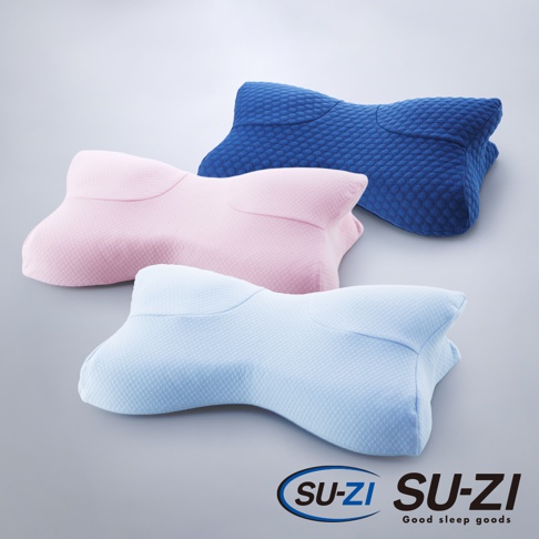 三款 AS快眠止鼾枕 專用枕套，分別為淺藍色、粉紅色和深藍色。枕套表面有蜂窩狀紋理，設計符合人體工學，能提供頭頸支撐。