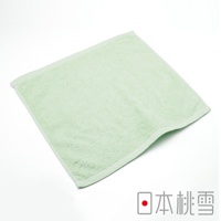 淺綠色飯店方巾，材質為棉，質地柔軟，邊緣縫線整齊。