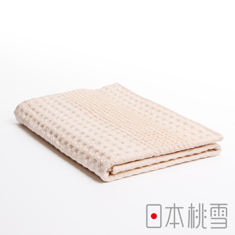 淺米色今治鬆餅浴巾，採用獨特的蜂窩織紋，觸感柔軟，適合日常使用。