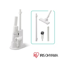 白色超輕量多合一手持無線吸塵器 HCD-22MW，包含主機、充電座、延長管、地板吸頭、縫隙吸頭及小毛刷吸頭。