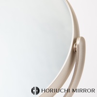 NAPURE 桌上型化妝鏡，香檳金金屬邊框，圓形鏡面，可旋轉支架，簡約設計。