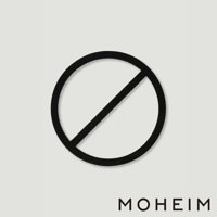 黑色圓形與斜線組成的「禁止進入」標示牌，簡約設計，黑色字體「MOHEIM」標示品牌。