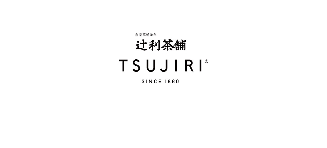 這是一張辻利茶舖的品牌標誌圖，中央為黑色大寫英文字母 TSUJIRI，上方以較小字體呈現日文漢字辻利茶舖及其創立年份資訊，下方標註 SINCE 1860，整體採用極簡黑色字體置中排列，呈現品牌傳統與專業感。