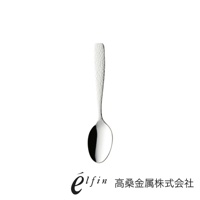 日製錘目紋不鏽鋼水果甜點匙，銀色，光滑的勺頭，帶有錘擊紋理的長柄，整體呈金屬光澤。