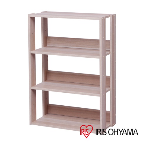 淺木紋色寬60公分四層分層收納架，材質為木質纖維板，結構穩固，層板間距適中，適合居家收納。