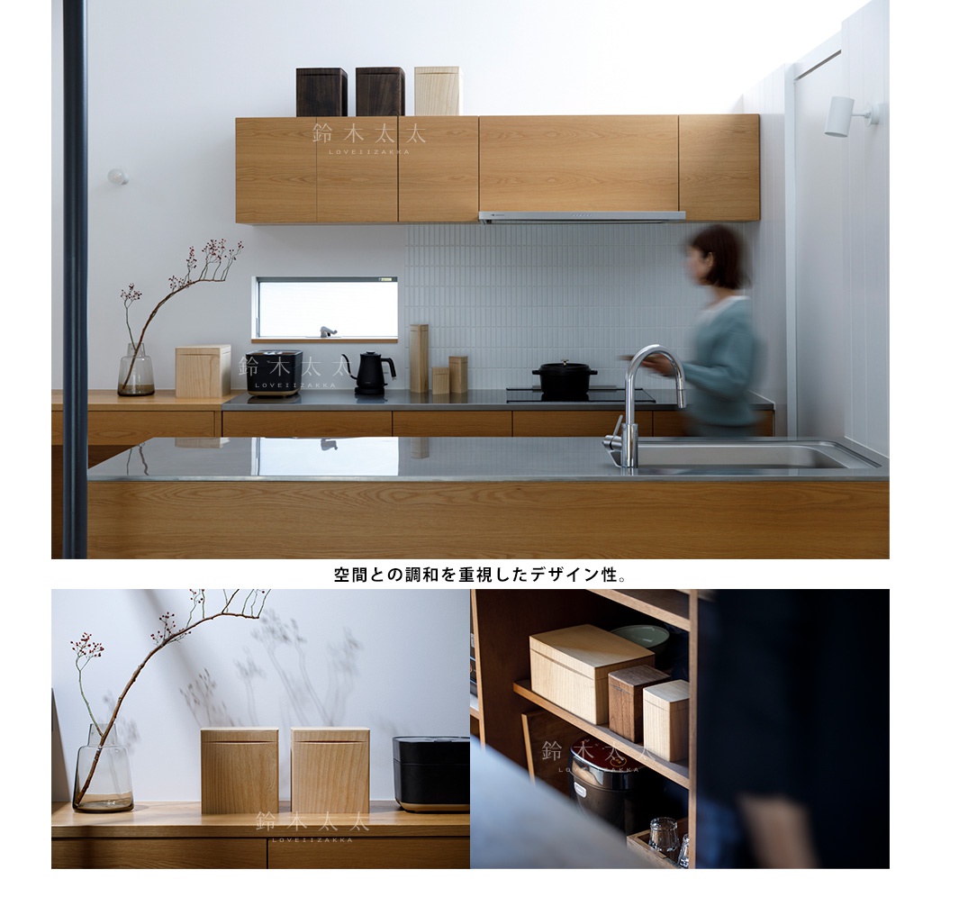 淺色桐木製調濕咖啡豆保存盒，方形設計，質感樸實，另有黑色保存盒。