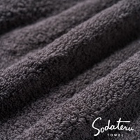 深灰色毛巾特寫，展示其蓬鬆柔軟的雲感紋理，材質為細緻的絨毛。