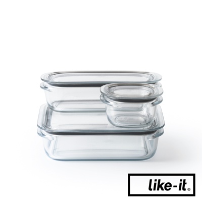 耐冷熱清透密封萬用保鮮盒3入組(大中小3入組，共2色)