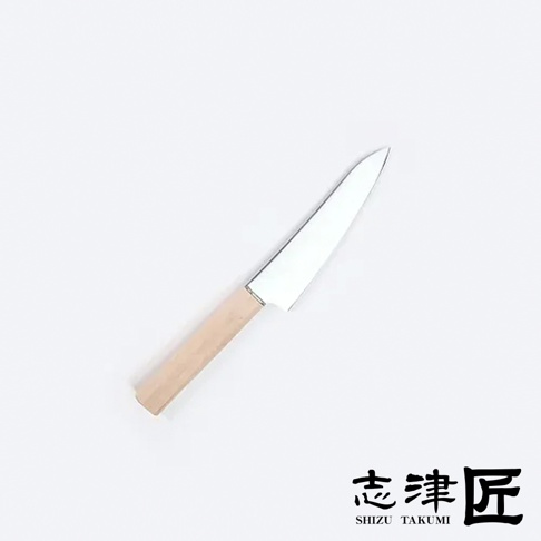 Yuri Petit knife 水果刀，具有銀色金屬刀刃和淺木色木柄。
