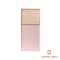 DOORS mini 迷你垃圾桶，上半部為淺木色木製面板，印有「yamato japan」標誌，下半部為粉紅色金屬外殼，整體為長方形設計。