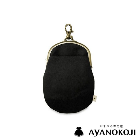 AYANOKOJI 品牌黑色帆布腰掛口金包，附有復古金色掛鉤