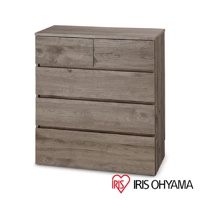 灰木紋色木製收納櫃，頂部有兩個抽屜，下方有四個較大的抽屜，整體呈現簡潔的線條設計。