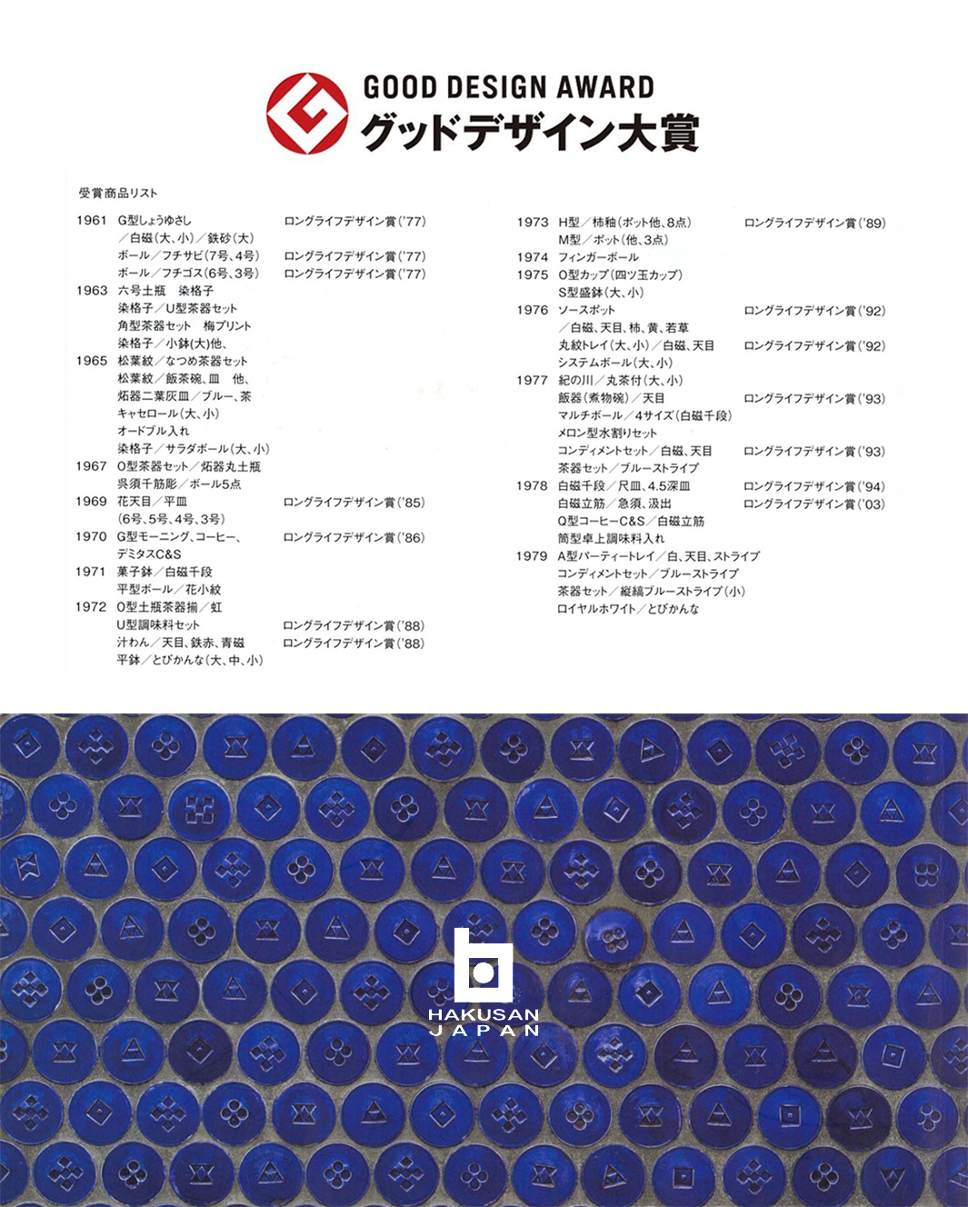 白磁千段圓盤，共三種尺寸，材質為白磁，表面為密集的圓形紋飾，顏色為白色，盤子邊緣有細緻的段落紋路。