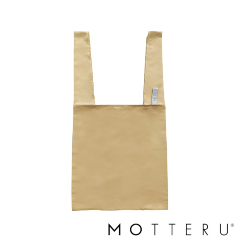 淺米色大容量摺疊環保隨行袋，帆布材質，配有兩條長提把，其中一個提把上飾有淺灰色品牌標籤。