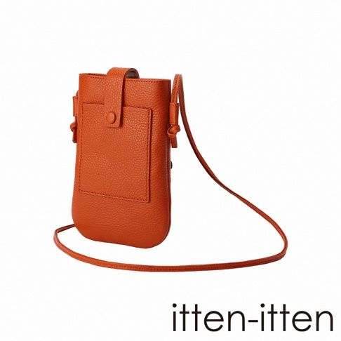 itten-itten 義大利皮革散步手機包，橘色，側背設計