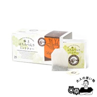 Lakshimi 蜂蜜風味薄荷茶，包裝盒內含 25 包茶葉，並展示獨立茶包。