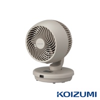 鵝頸颶風智能循環扇 KCF-G541 淺灰色，圓形扇葉網罩，可調節角度的鵝頸支架，帶有數位顯示螢幕和觸控按鈕的圓形底座。