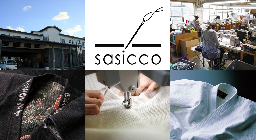 三河木綿刺子織手提托特包，展示了產品的製作過程、品牌標誌及成品細節，包括黑色刺子織布料內襯刺繡龍紋，以及白色刺子織的衣領和縫紉細節。